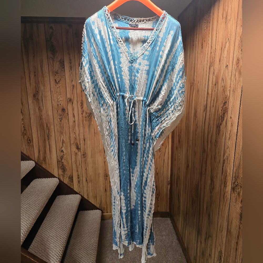 Blue and White Tie-Dye Dress
